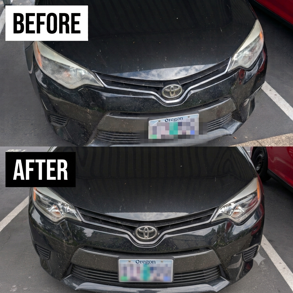 Toyota Corolla Restoration before and after headlight restoration