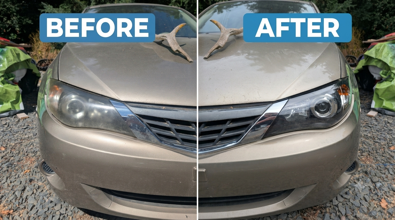 Subaru Impreza Restoration before and after headlight restoration